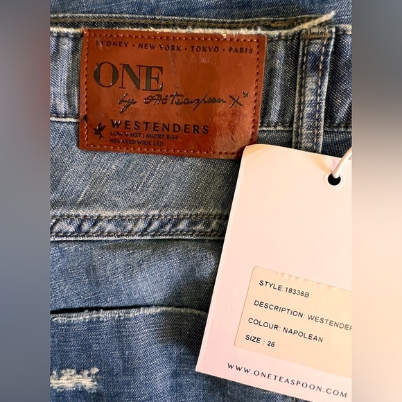 One Teaspoon Flare Wide Leg Jeans Distressed AU size 26 Westenders Blue - Picture 5 of 6